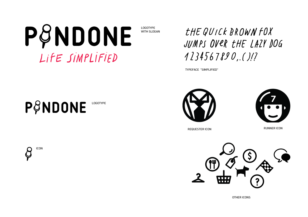 Pindone logo, runner and requester icons